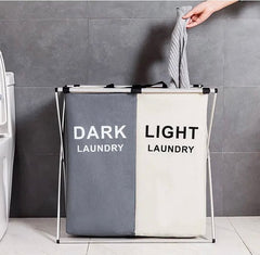 2/3 Grid Laundry Basket With Stand, Foldable Dirty Clothes Storage Hamper, Waterproof Home Laundry Basket, X Shape Foldable Dirty Laundry Basket, Collapsible Laundry Storage Organizer, Oxford Fabric Clothes Laundry Bag