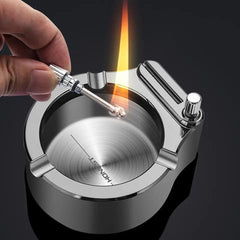 Vintage Metal Ashtray, Car Home Smokeless Storage Holder, Ashtray with Permanent Match Lighter,  Multifunctional Torch Lighter, Portable Plated Permanent Match Lighter, Retro Metal Ten Thousand Match Lighter, Modern Tabletop Ashtrays
