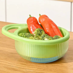 Plastic Kitchen Drain Basket,  Double Layer Rice Wash Basket, Colander Set with Bowl Strainer