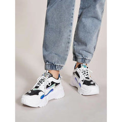 Shein - Letter Patch Decor Holographic Lace-Up Front Sneakers