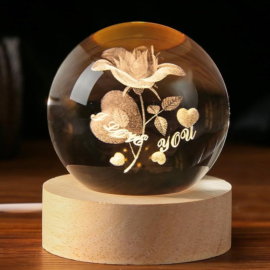 3D Crystal Ball Light, Glowing Planet Crystal Ball Lamp, Warm Bedside Light, Luminous Decor Atmosphere Light, Wood Base Fantasy Decor Crystal Ball, Universe Series Crystal Ball, LED Base Astronomy Night Light for Home Decor