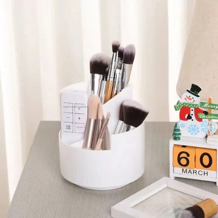 Versatile Desktop Storage Bucket,  Plastic 3 Position Pencil Storage Box, Multifunctional Anti-deformed Round Box, Student Desk Storage Box, Home Use Multifunctional Makeup Brush Organizer Box, Home Office School Desktop Stationary Cup