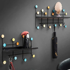 Nordic Style Clothes Rack, 6 Dots Iron Cast Wall Hooks Hanger, Antique Finish Metal Clothes Hanging Rack
