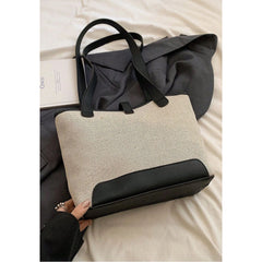 Shein - Contrast Binding Shoulder Tote Bag Casual Double Handle