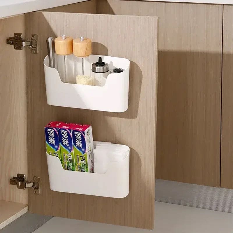 Compact Wall Hanging Organizer, Multipurpose Cabinet Door Seasoning Storage Holder, Home Remote Control Sundries Holder, Wall Mounted Operitacx Storage Box, Under Sink Drawer Shelf Bathroom Organizer
