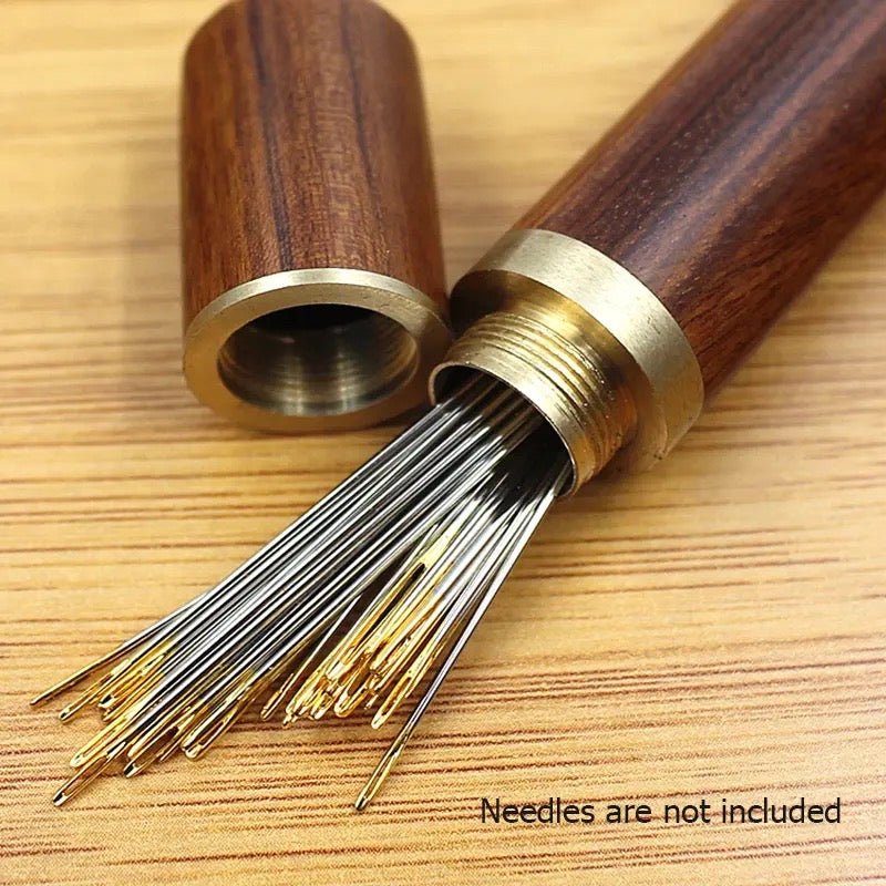 Wooden Needle Case, 30 Pcs Side Hole Blind Sewing Needles, Stainless Steel Elderly Self Threading Needles, Household DIY Beading Threading Needle, Sewing Embroidery Needle Accessories