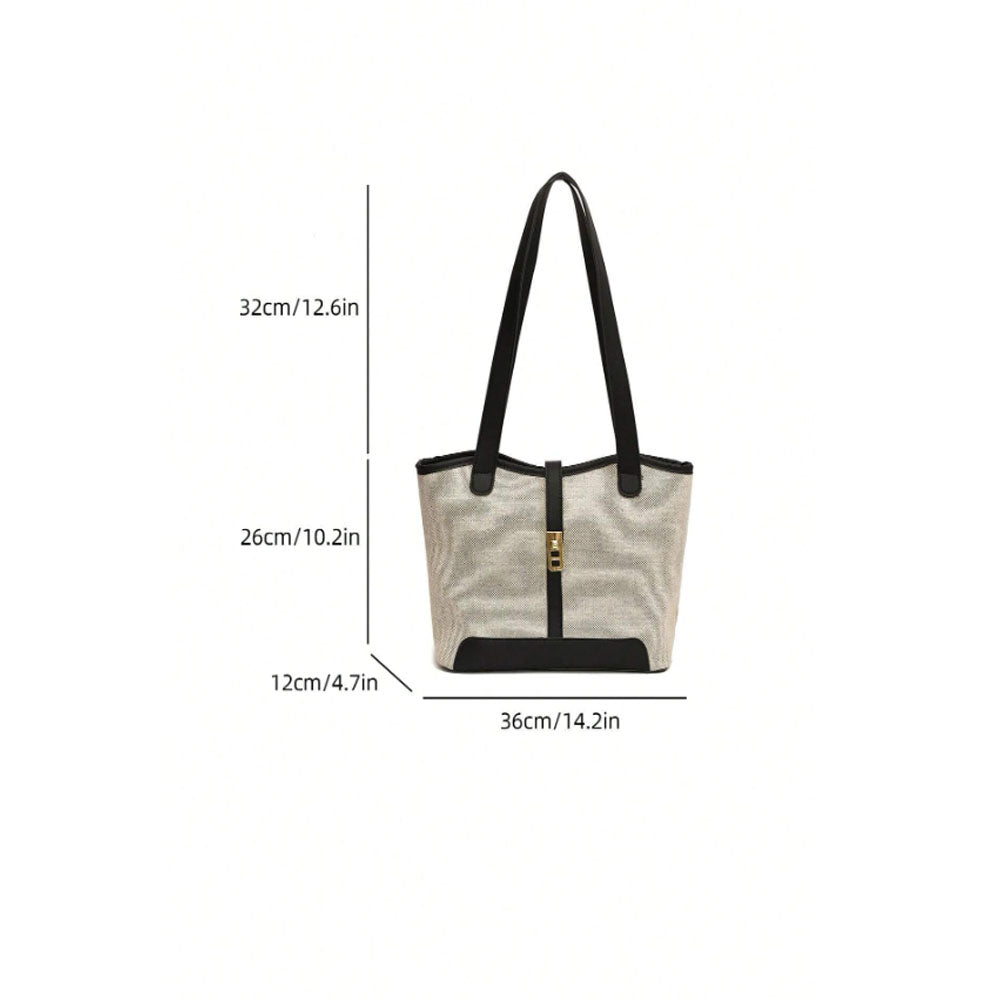 Shein - Contrast Binding Shoulder Tote Bag Casual Double Handle