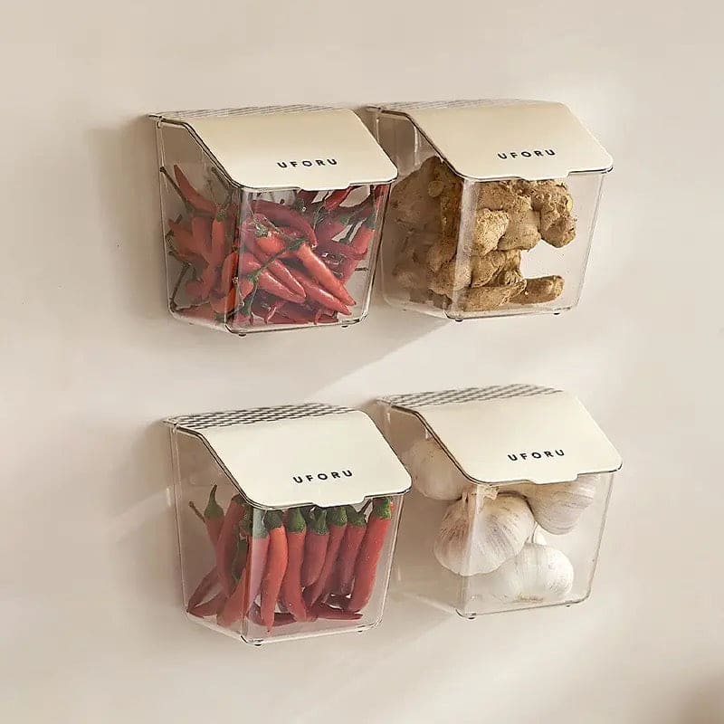 Wall Mounted Spice Keeper, Airtight Wall Food Storage Container, Elegance Lady Storage Container, Ginger Garlic Storage Basket, Kitchen Fresh Storage With Cover, Multifunctional Storage Box, Multipurpose Kitchen Bathroom Home Storage Box