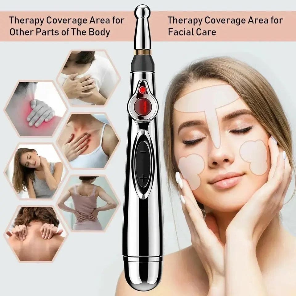 Smart Massager Pen, Acupuncture Pulse Meridian Massage Pen, Trigger Point Massager, Pain Relief Therapy Back Neck Face Beauty Roller, 3 Heads Meridian Pen, Electro Acupuncture Muscle Device