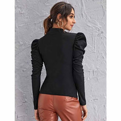 Shein - Mock-Neck Gigot Sleeve Top