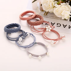 Set Of 8 Elastic Ponytail, Faux Pearl Hair Ties Elastic Hair Bands Ropes, Hair Elastics Scrunchies Ponytail Holders, Hair Accessories For Women Girls