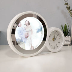 Blank Magic Mirror Clock, Sublimation Alarm Clock with LED Light, Classic Home Frame Clock Decor, Multifunctional Table Clock, Desktop Watch With Home Image, Photo Frame with Clock & LED Home Decor