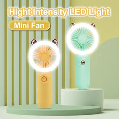 2 In 1 Fan With Led, Personal Portable Hand Electric Fan, Air Cooler with LED Night Light, Usb Rechargeable Mini Traveling Fan, Led Lighting Small Fan