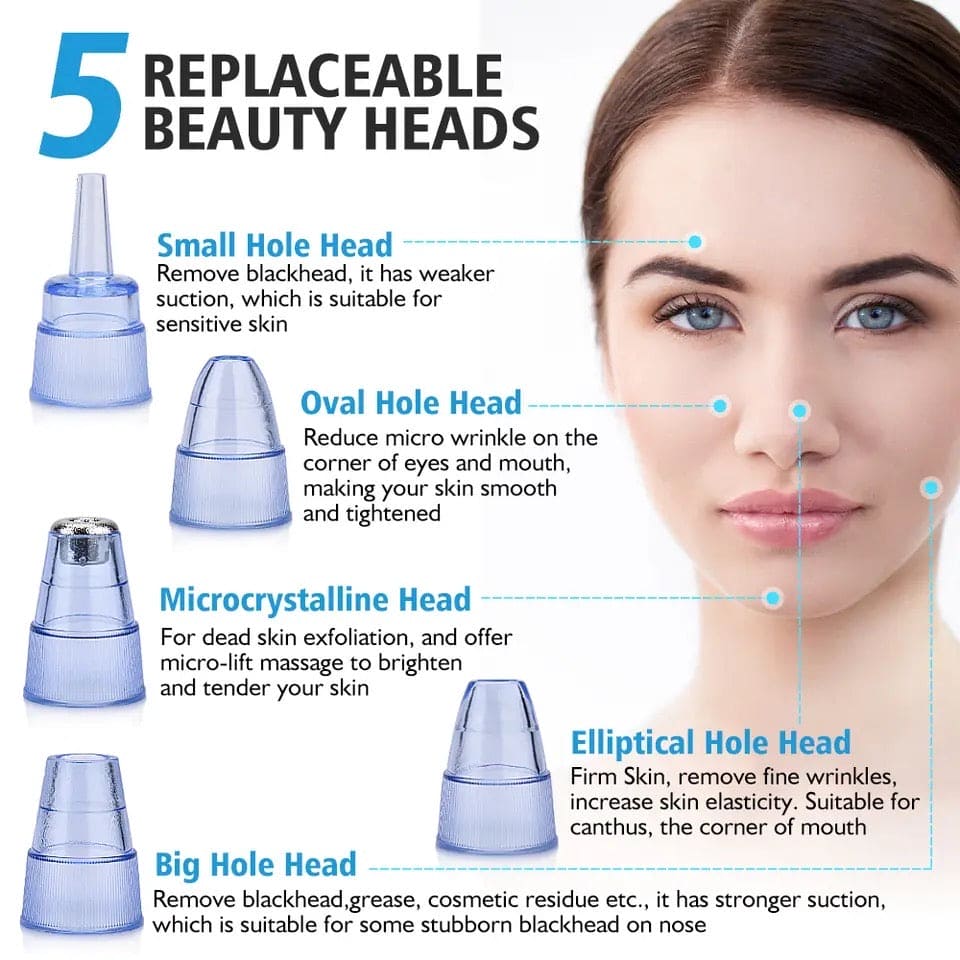 Bubble Black Head Remover, Vacuum Pore Cleaner, Acne Cleanser, Black Spots Removal, Face Nose Deep Cleaning Tools, Pimple Pore Cleansing Device, Beauty Skin Care Tool, 5 Sensors USB Rechargeable Blackhead Vacuum Cleaner Kit for Women and Men