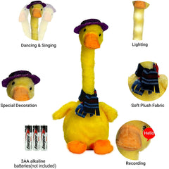 Lovely Talking Toy Dancing Duck, Electronic Dancing Ducks with Funny Clothes, Duck Plush Toy, Luminous Recording Learning to Speak Twisting Kid Toy, Speak Talk Sound Record Repeat Toy, Kids Education Toy