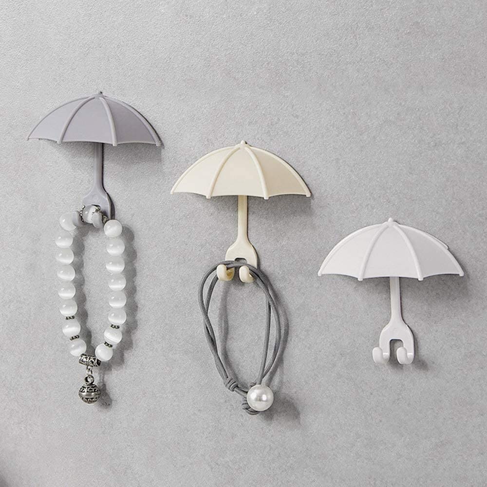 Set Of 3 Umbrella Wall Hooks Sticker, Colorful Key Hanging Holders, Umbrella Toothbrush Holder, Hanging Hook For Hat Purse Key Storage, Umbrella Wall Rack For Kitchens & Bathrooms
