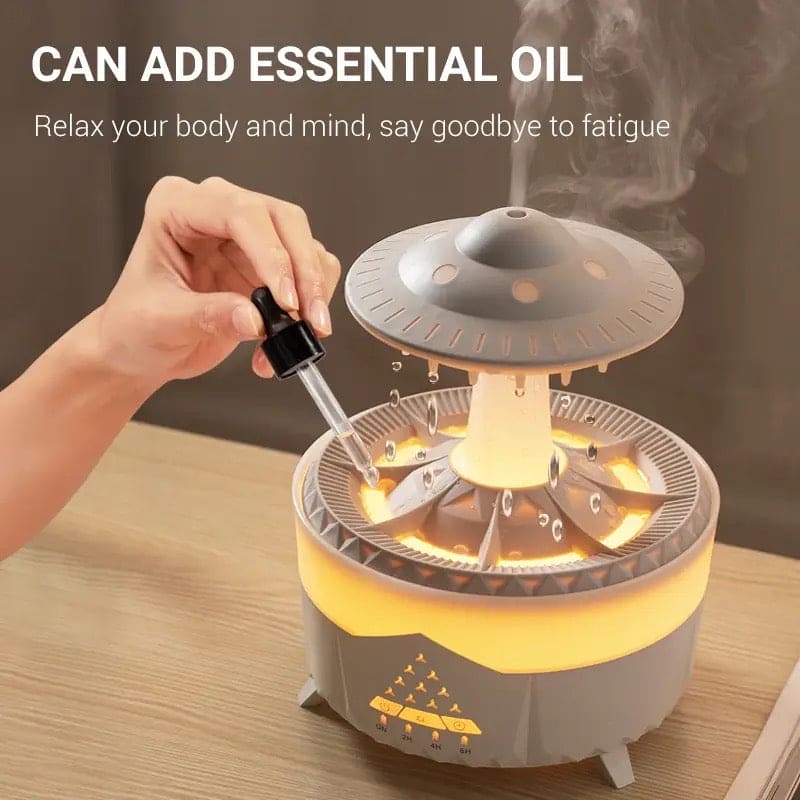Rain Drop Mushroom Humidifier, Timing Colorful Night Light Essential Oil Diffuser, Ultrasonic RC Atomization Air Freshener, Relax Cloud Rain Diffuser, Airwall Air Humidifier, 300ml Humidifier with Timing Function for Home Office