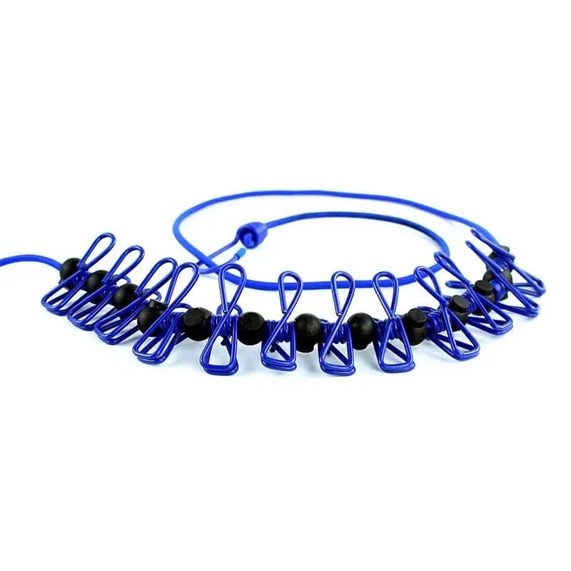 12 Clips Elastic Laundry Rope, Portable Multifunctional Drying Clips, Garden Windproof Clothesline With Clips, Portable Stretchable Line, Traveling Hanger Elastic Rope, Adjustable Laundry Clothesline, Windproof Stretch Drying Rack