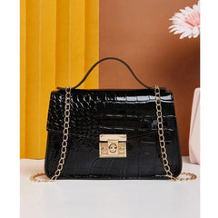 Shein - Minimalist Croc Embossed Flap Square Bag