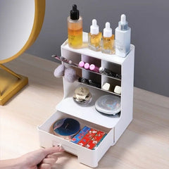 Slop Desktop Storage Box With Drawer, Classify Drawer Type Storage Box, 6 Compartment Multipurpose Organizer With Drawer, Rounded Corners Desk Stationary Organizer, Office School Inclines Desk Pen Organizer
