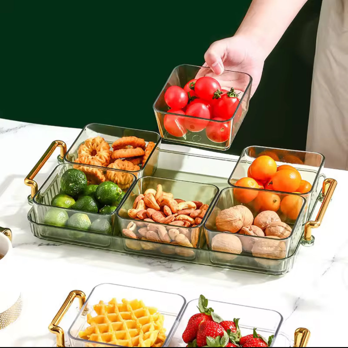 Luxury Fruit Plate, Home Candy Melon Seed Box, Dried Fruit Plate Partition Platter