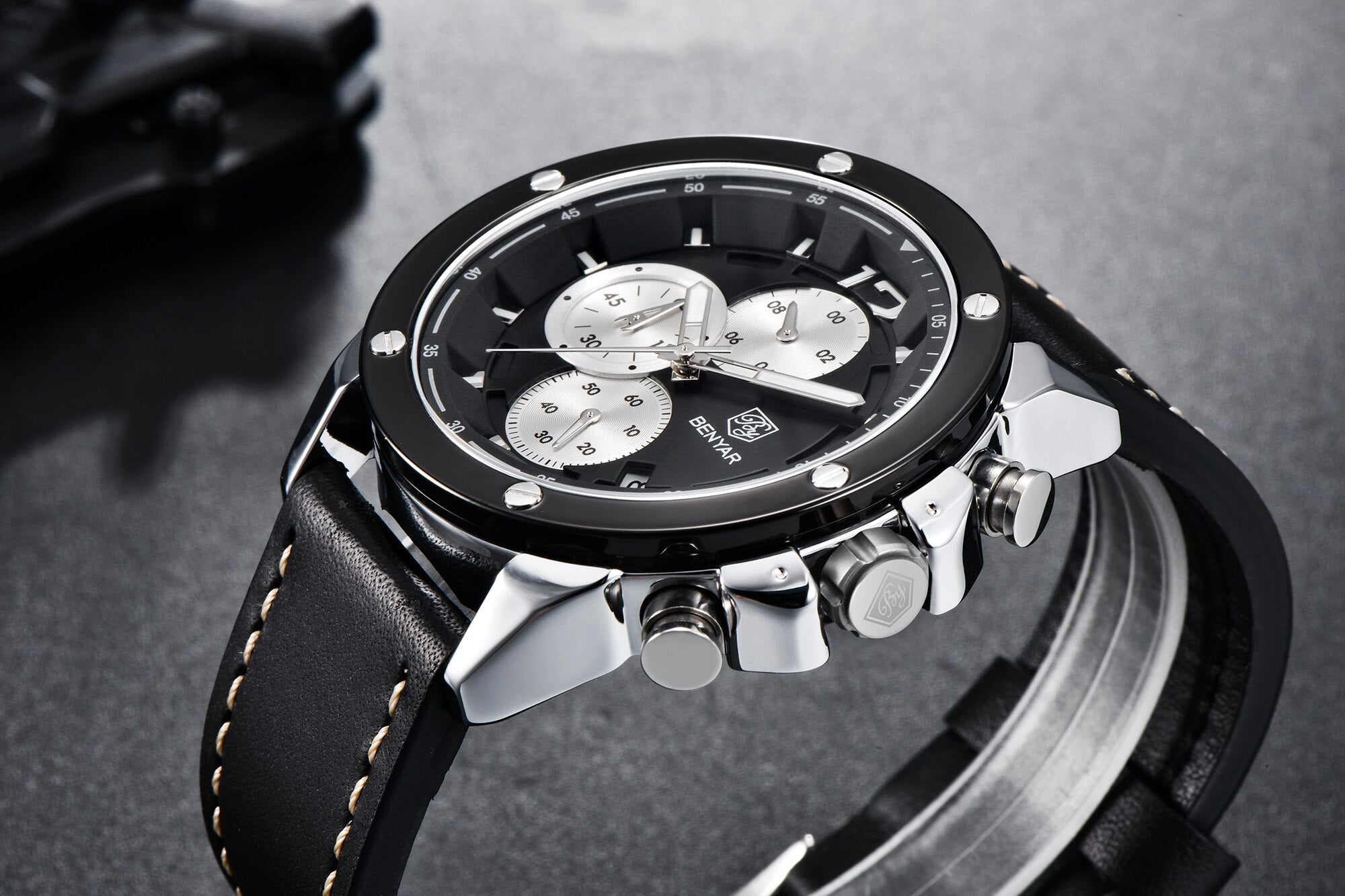 Benyar-Quartz Watch Men Sports Chronograph Men BY-5165 Black