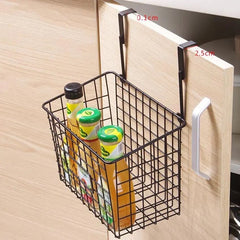 Wrought Iron Hanging Basket, Over Cabinet Door Hanging Storage Basket, Durable Bathroom  Kitchen Wall Shelf, Stainless Steel Grid Storage Baskets, Iron Mesh Shelf Basket, Multifunction Hanging Basket, Under The Dormitory Hanging Shelf