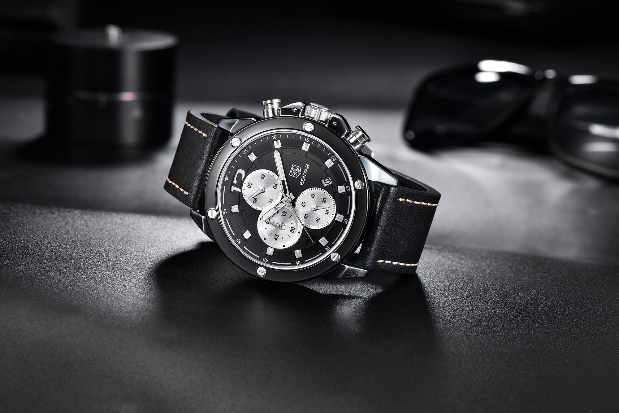Benyar-Quartz Watch Men Sports Chronograph Men BY-5165 Black