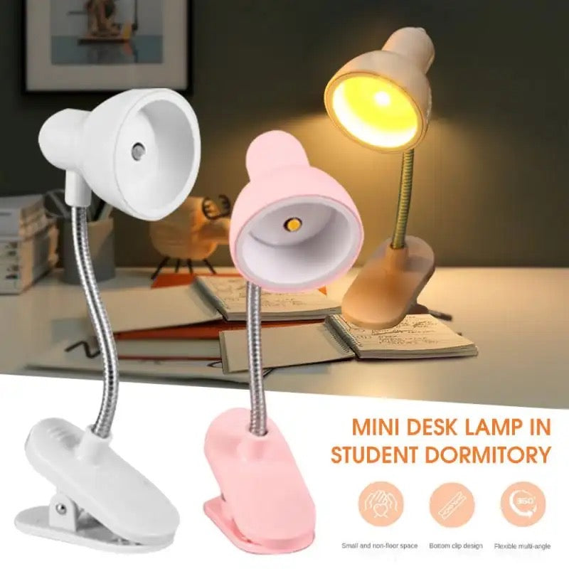 Mini Book Lamp, 360 Rotatable lamp With Clamp, Mini Clip On Study Desk Lamp, Flexible Bedside Table Lighting Lamp,  Home Portable Book Clip Lamp