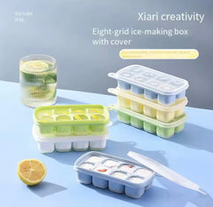 8 Grid Popup Ice Cube Tray, Square Ice Cube Mould, Soft Silicone Ice Cube Mold, Multi Grids Soft Bottom Quick Freezer Fruit Ice Cube Maker