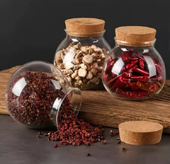 Round Glass Storage Jar With Wooden Cap, Transparent Spherical Glass Food Storage Container, Coffee Beans Storage  Bowl