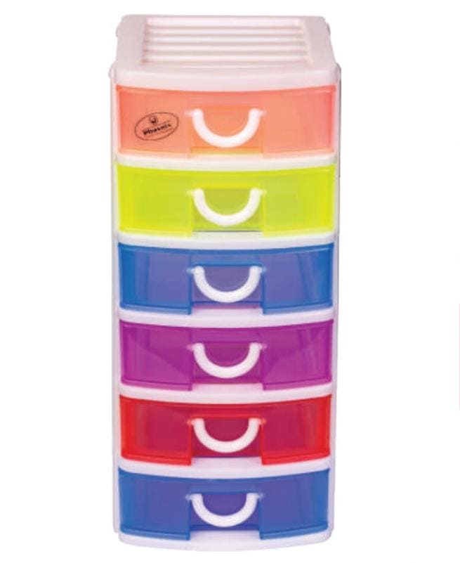 Colorful Mini Drawer Organizer, Multi Colored Drawer Storage Tower, Six Layer Flat Top Drawer Organizer