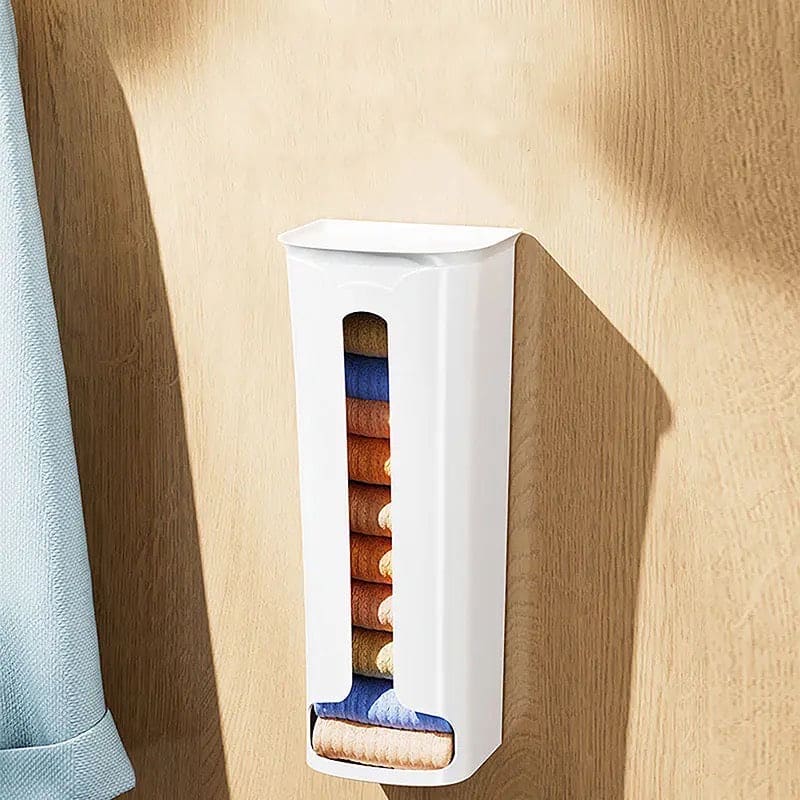Wall Mounted Socks Storage Box, Closet Wall Hanging Box, Wardrobe Household Socks Holder Garbage Plastic Bag Dispenser, Kitchen Bathroom Hanging Rack, Self adhesive Home Dispenser Storage Box, Multifunctional Storage Box