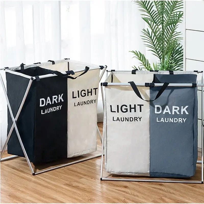 2/3 Grid Laundry Basket With Stand, Foldable Dirty Clothes Storage Hamper, Waterproof Home Laundry Basket, X Shape Foldable Dirty Laundry Basket, Collapsible Laundry Storage Organizer, Oxford Fabric Clothes Laundry Bag