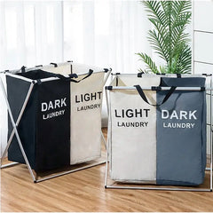 2/3 Grid Laundry Basket With Stand, Foldable Dirty Clothes Storage Hamper, Waterproof Home Laundry Basket, X Shape Foldable Dirty Laundry Basket, Collapsible Laundry Storage Organizer, Oxford Fabric Clothes Laundry Bag