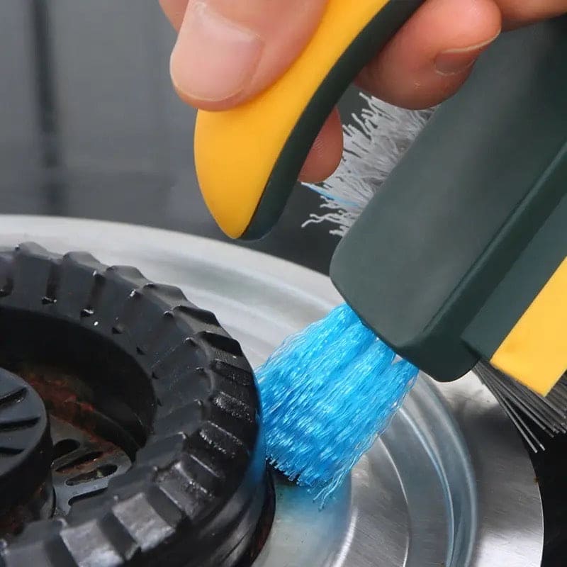4 In 1 Crevice Cleaning Brush, Deep Cleaning Scraper, Multifunctional Household Cleaning Tools, Tile Grout Cleaner Brush with Squeegee, Multifunctional scrubbing Floor Brush for Cleaning Corner Window Sink Kitchen, V Shaped Cleaning Brush