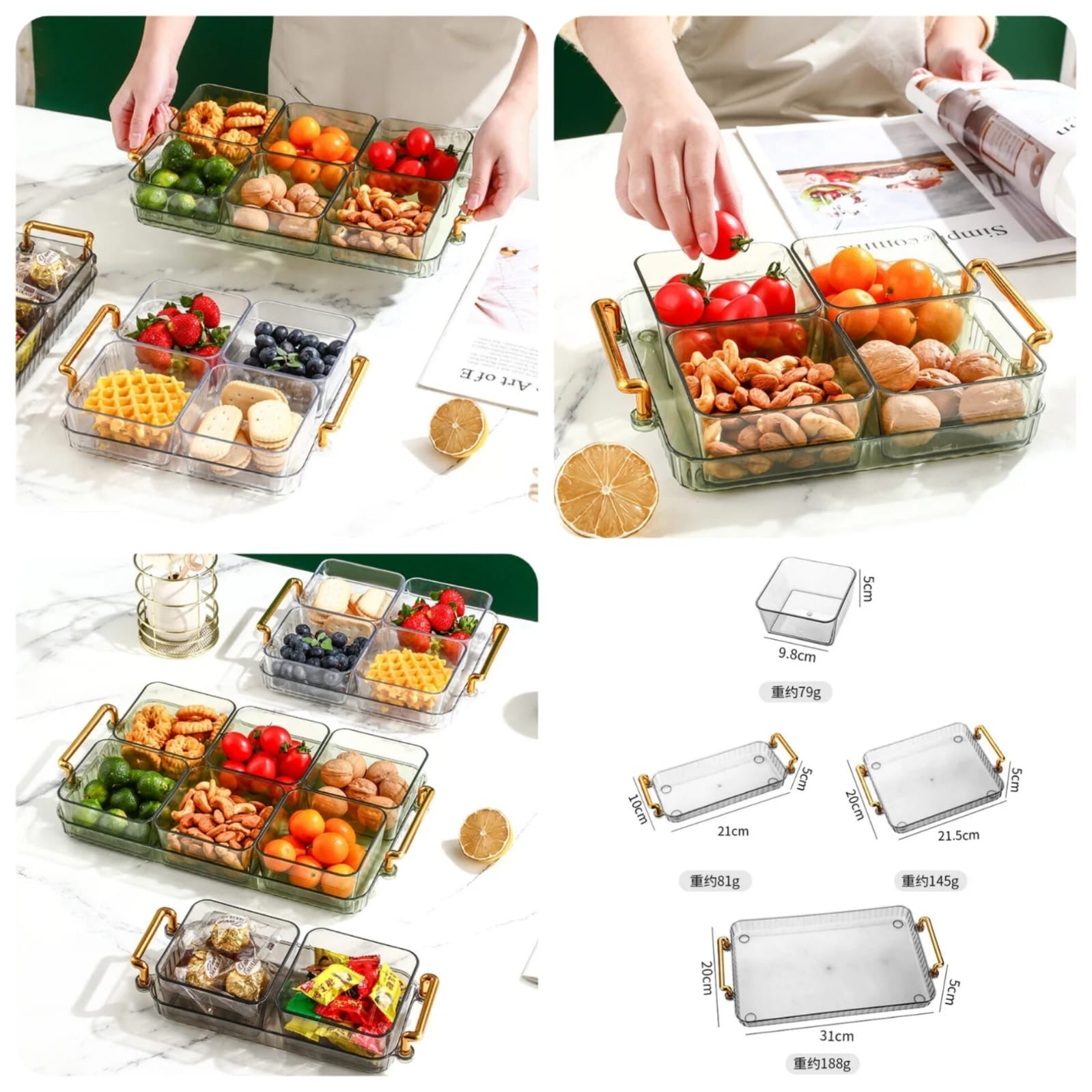 Luxury Fruit Plate, Home Candy Melon Seed Box, Dried Fruit Plate Partition Platter