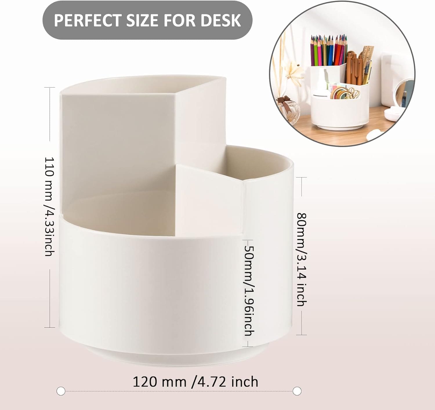 Versatile Desktop Storage Bucket,  Plastic 3 Position Pencil Storage Box, Multifunctional Anti-deformed Round Box, Student Desk Storage Box, Home Use Multifunctional Makeup Brush Organizer Box, Home Office School Desktop Stationary Cup