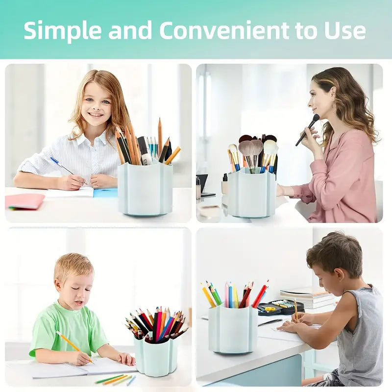 Versatile Desktop Storage Bucket,  Plastic 3 Position Pencil Storage Box, Multifunctional Anti-deformed Round Box, Student Desk Storage Box, Home Use Multifunctional Makeup Brush Organizer Box, Home Office School Desktop Stationary Cup