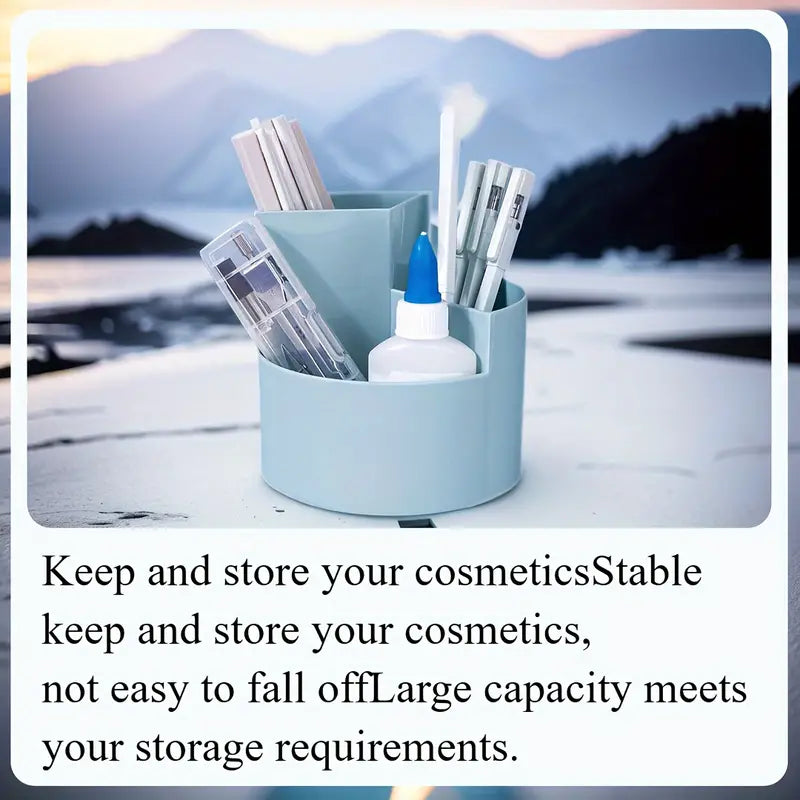 Versatile Desktop Storage Bucket,  Plastic 3 Position Pencil Storage Box, Multifunctional Anti-deformed Round Box, Student Desk Storage Box, Home Use Multifunctional Makeup Brush Organizer Box, Home Office School Desktop Stationary Cup