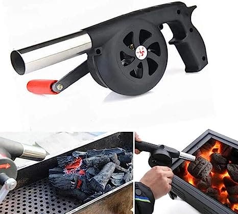Manual BBQ Blower, Barbecue Hair Dryer, BBQ Grill Fire Starter, Portable Household Hand Blower, Flame Exciter for BBQ Picnic Outdoor Camping Hiking Cooking Tool, Hand Crank BBQ Fan, Combustion Supporting Blower, Picnic Camping Stove Accessories