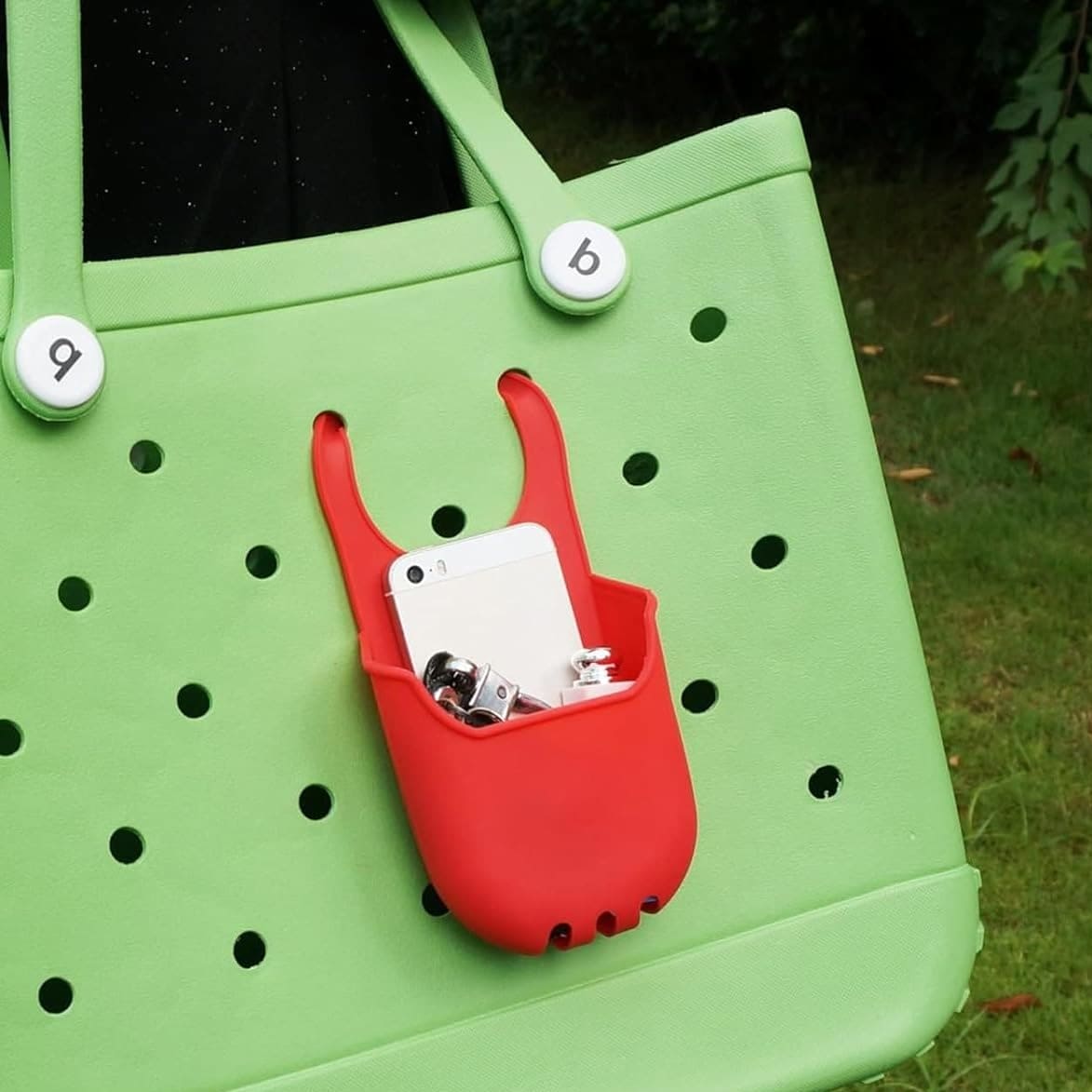 Silicone Hanging Bogg Pouch, Camping Hiking Beach Bag, Phone Holder, Sink Storage Hanging Bag, Dish Drying Rack, Faucet Scrubber Sponges, Hangable Drying Rack Sink Bag Tray, Soap Drain Basket with Buckle
