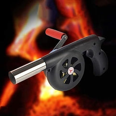 Manual BBQ Blower, Barbecue Hair Dryer, BBQ Grill Fire Starter, Portable Household Hand Blower, Flame Exciter for BBQ Picnic Outdoor Camping Hiking Cooking Tool, Hand Crank BBQ Fan, Combustion Supporting Blower, Picnic Camping Stove Accessories