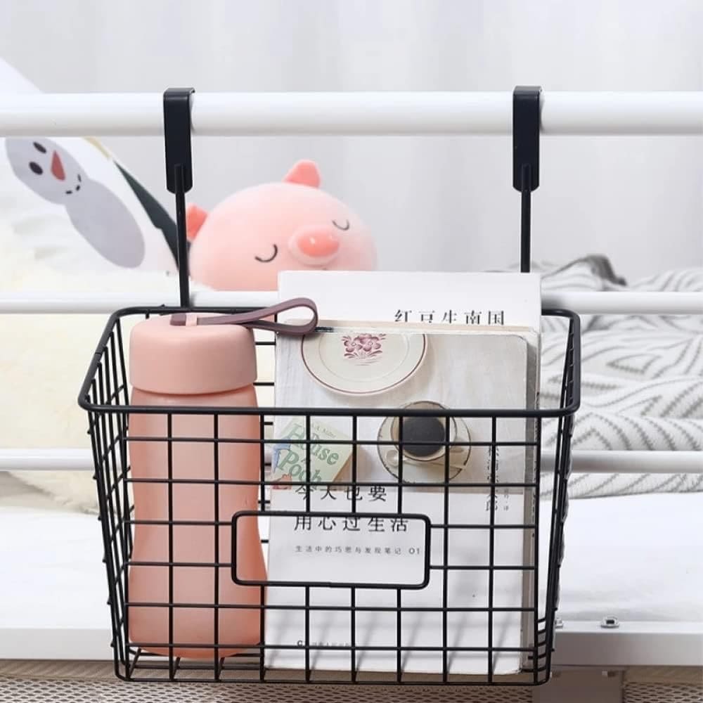 Wrought Iron Hanging Basket, Over Cabinet Door Hanging Storage Basket, Durable Bathroom  Kitchen Wall Shelf, Stainless Steel Grid Storage Baskets, Iron Mesh Shelf Basket, Multifunction Hanging Basket, Under The Dormitory Hanging Shelf