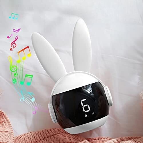 Bunny Alarm Clock, Rabbit Alarm Clock For Girls And Boys, Cute Alarm Clock With Ringtones, Rechargeable Snoozing Night Light Clock