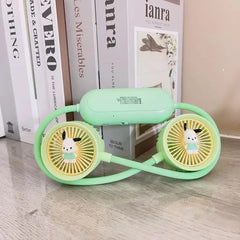 Cartoon Neck Hanging Fan, Usb Rechargeable Travel Neck Fan, Outdoor Ventilator Air Cooler Cooling Neckband Fan, Bladeless Hanging Neck Fan, Summer Traveling Outdoor Sports Fans, Hands Free Rechargeable Head Fan