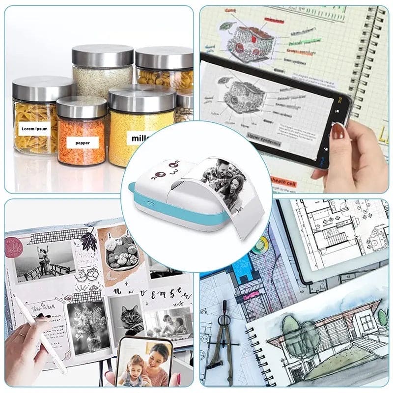 Meow Pocket Printer, Mini Bluetooth Photo Printer, Pocket Printer With Thermal Paper Roll, Wireless Mini Printer For Memo Receipt Label Notes, Thermal Printer Compatible with Android or iOS APP, Smart Thermal Inkless Printer