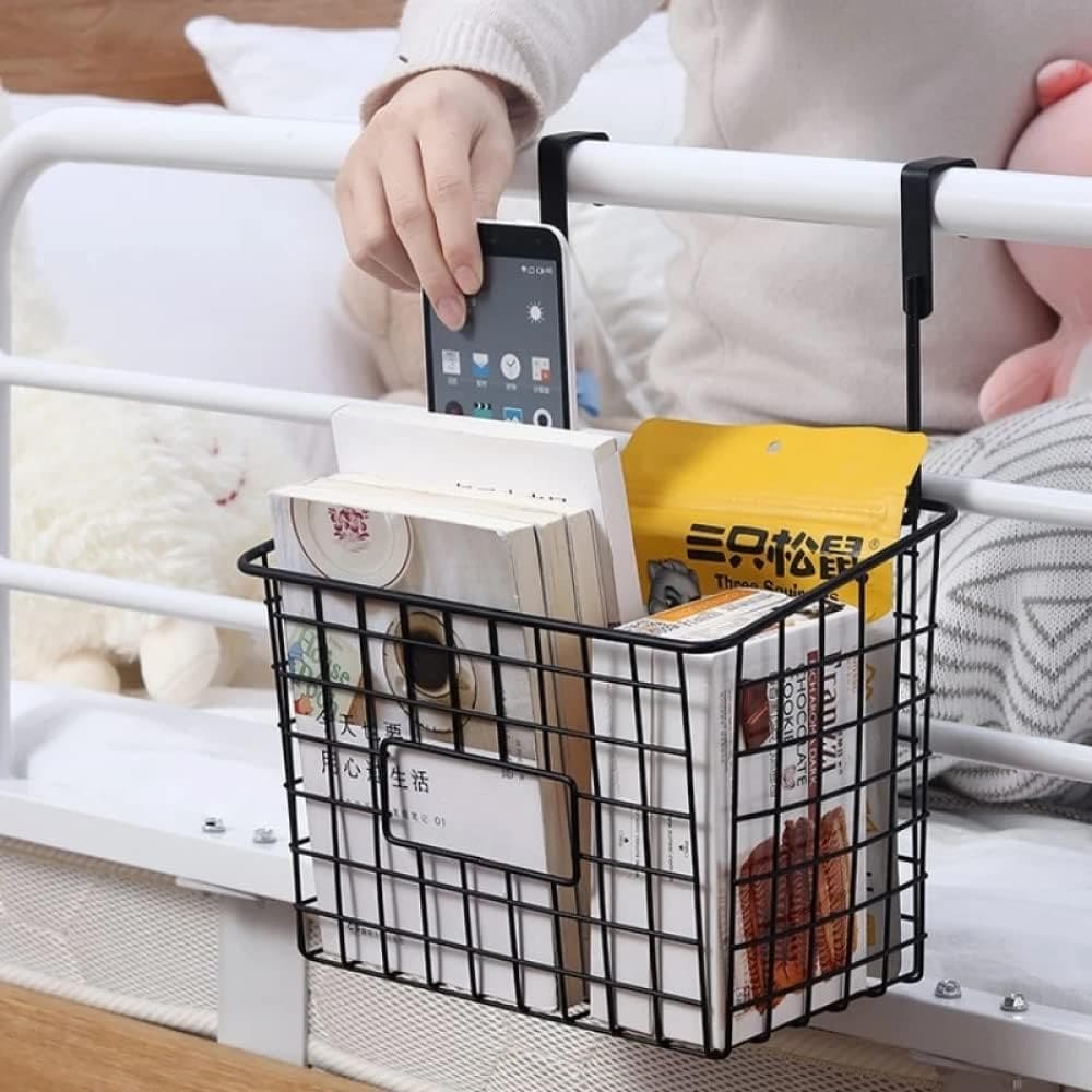 Wrought Iron Hanging Basket, Over Cabinet Door Hanging Storage Basket, Durable Bathroom  Kitchen Wall Shelf, Stainless Steel Grid Storage Baskets, Iron Mesh Shelf Basket, Multifunction Hanging Basket, Under The Dormitory Hanging Shelf