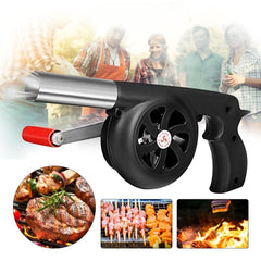 Manual BBQ Blower, Barbecue Hair Dryer, BBQ Grill Fire Starter, Portable Household Hand Blower, Flame Exciter for BBQ Picnic Outdoor Camping Hiking Cooking Tool, Hand Crank BBQ Fan, Combustion Supporting Blower, Picnic Camping Stove Accessories