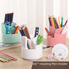 Versatile Desktop Storage Bucket,  Plastic 3 Position Pencil Storage Box, Multifunctional Anti-deformed Round Box, Student Desk Storage Box, Home Use Multifunctional Makeup Brush Organizer Box, Home Office School Desktop Stationary Cup